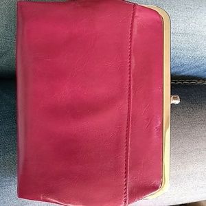 A purple lether wallet